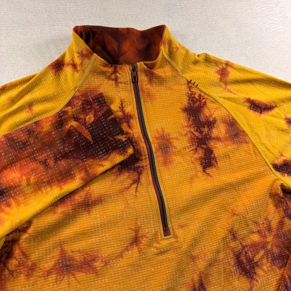 Lululemon Metal Vent Tech 1/2 Zip 2.0 Orange Tie Dye Pullover LM3DAES Mens M